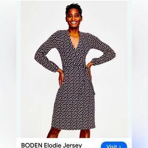 Boden Elodie Jersey Wrap Dress - Navy with Pink/red/White print